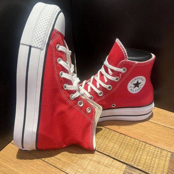 New Red Converse Chuck Taylor All Star Lift Women's Platform High Top Sneakers - Picture 4 of 5